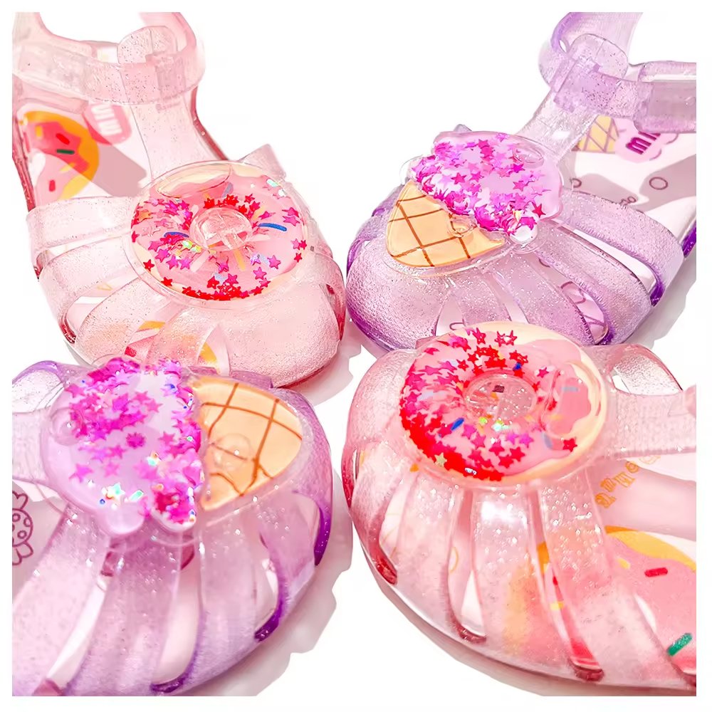 Ready to Ship Girls Jelly Flats – Cute Transparent Summer Shoes