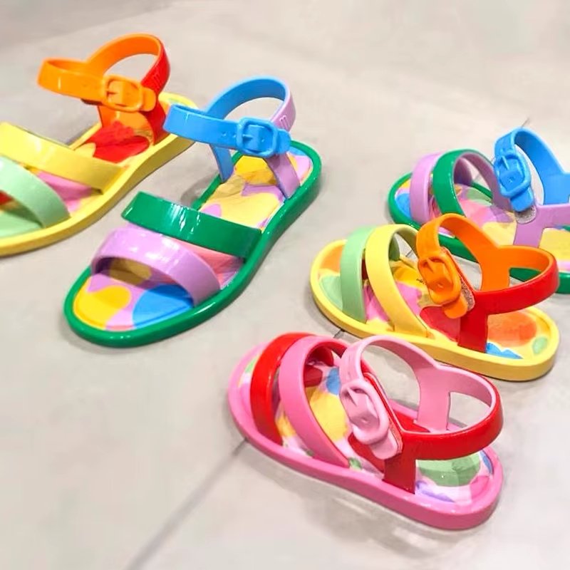 Ready to Ship Girls Rainbow Jelly Shoes – Bright Summer Style