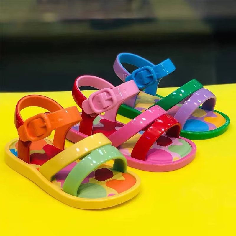 Ready to Ship Girls Rainbow Jelly Shoes – Bright Summer Style